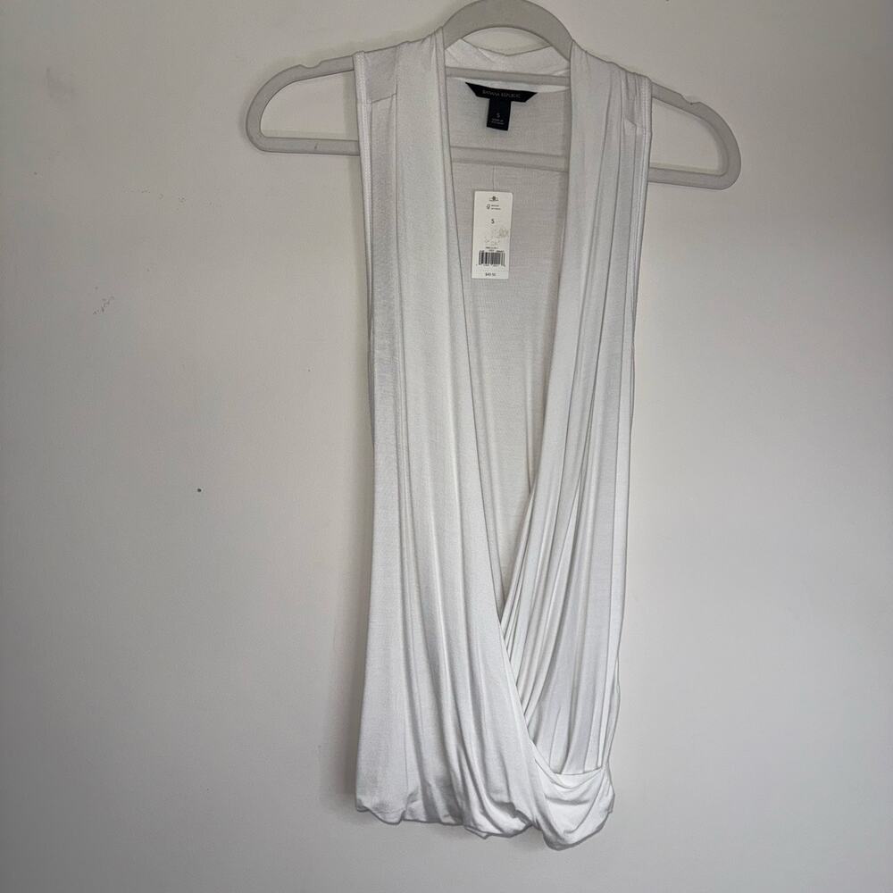 Banana Republic White Draped Tank Racerback Top NWT Size S - Picture 2 of 16